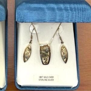🆕18k gold over sterling earring necklace set NWT